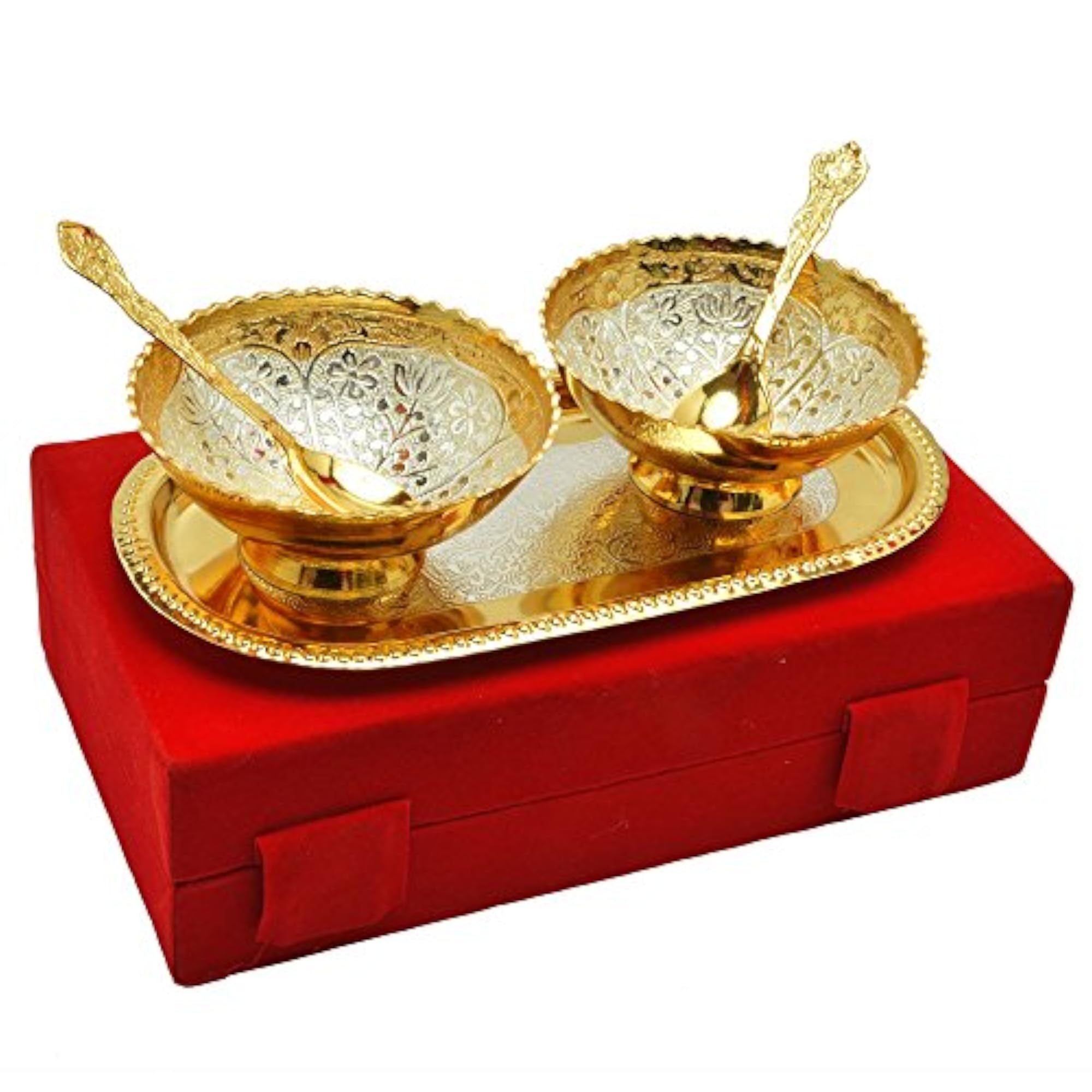 Handmade Colorful Rakhi Set with Silver & Gold Bowls